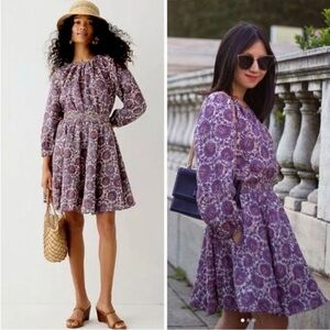 NWT J.Crew Palermo smocked-waist mini dress floral  linen Sz L